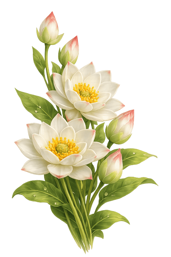 White Lotus Flowers Left